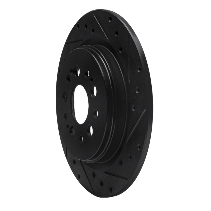 Acura RDX Brake Rotor (1) - Rear Right - R1 Concepts - Drilled & Slotted - Black - `17-`25